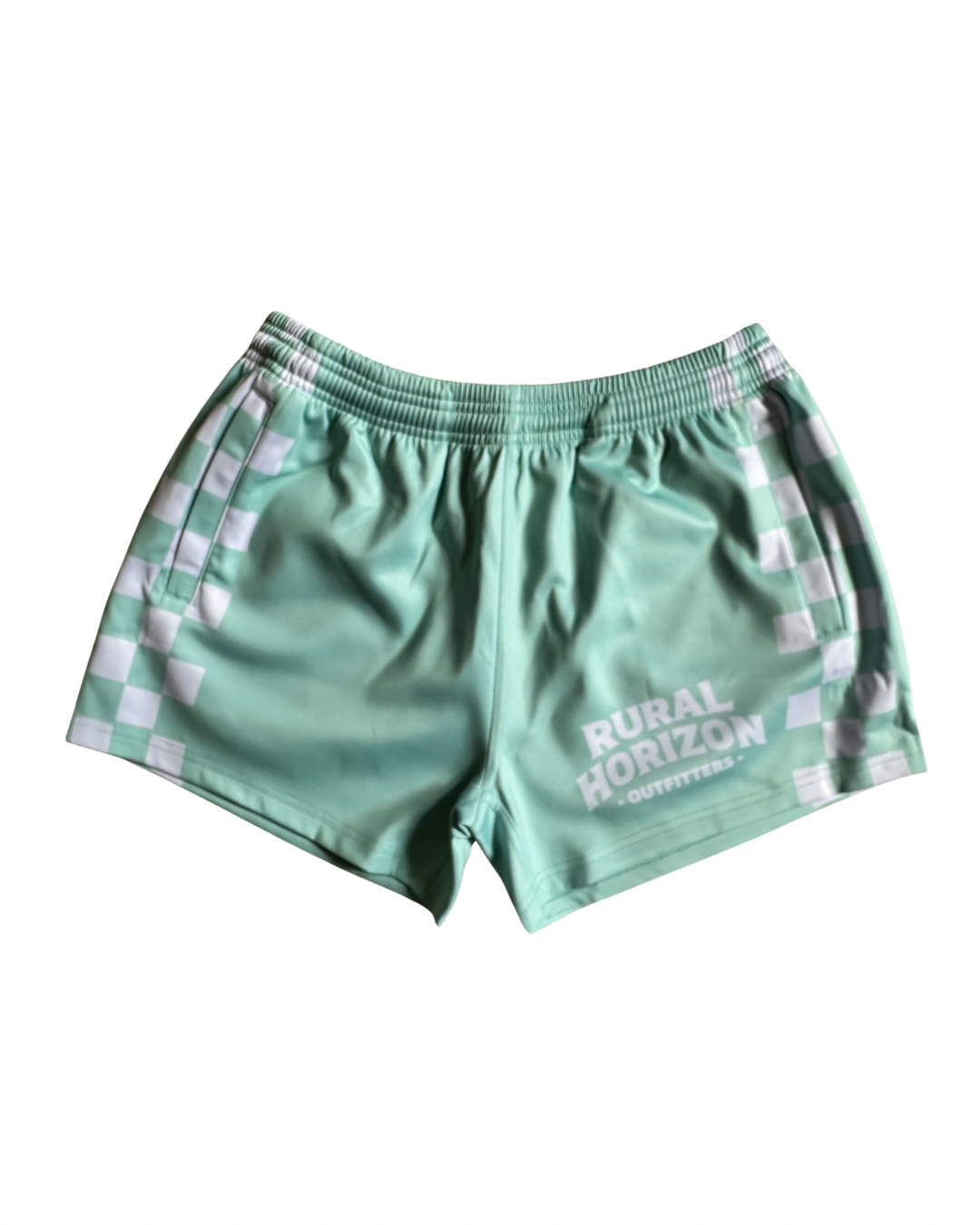 Mint Race check footy shorts