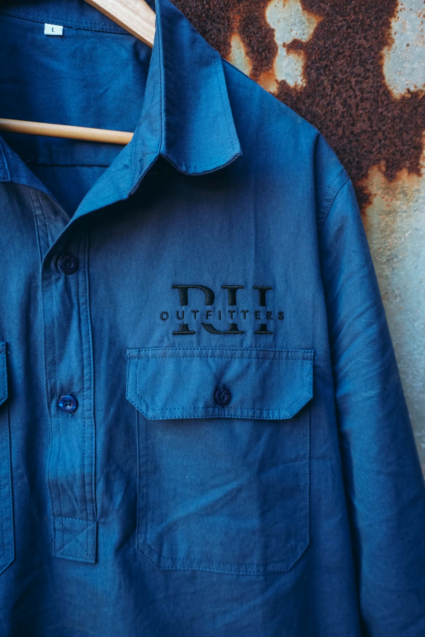Half Button Work Shirt – Blue