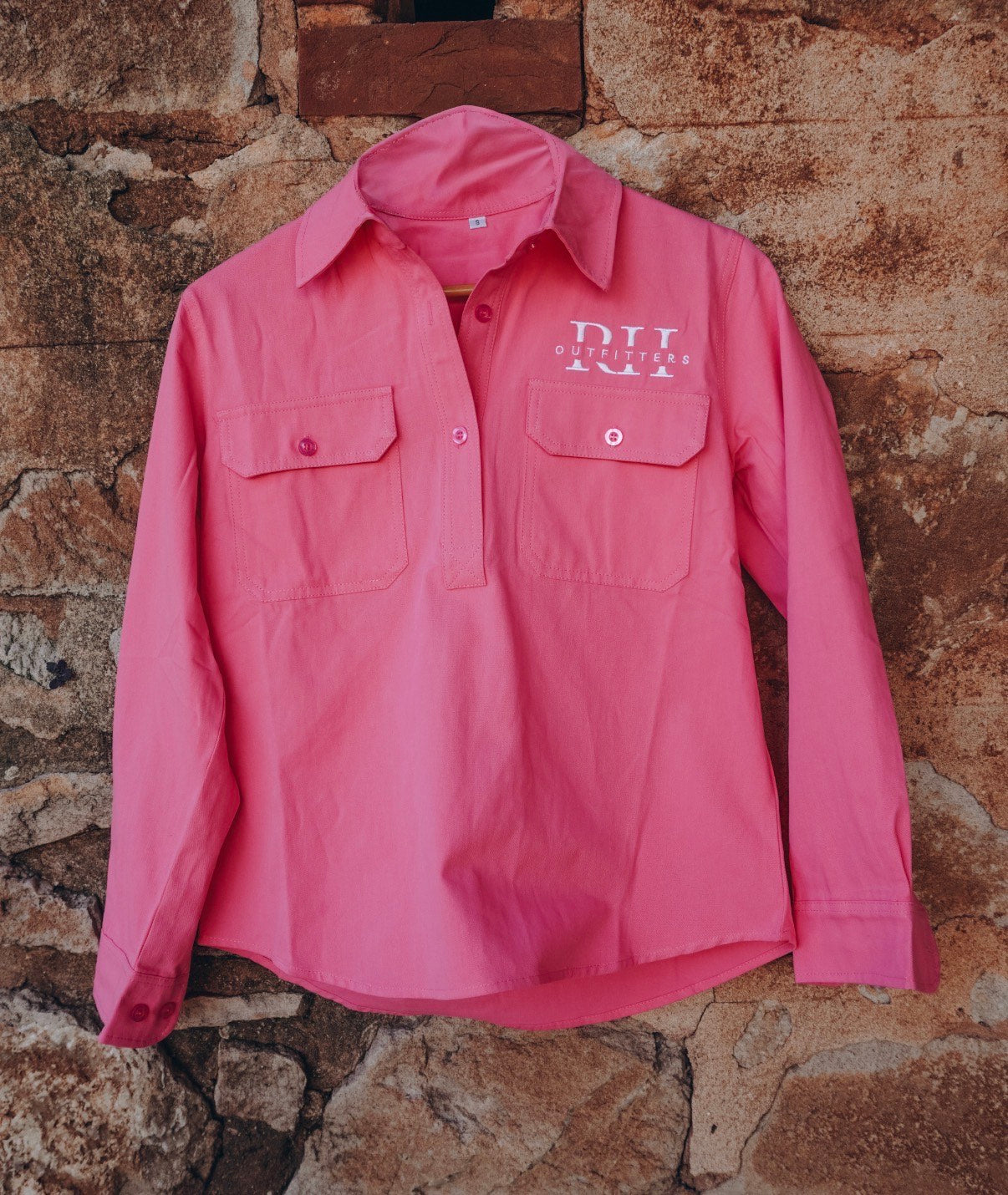 Half Button Work Shirt – Pink