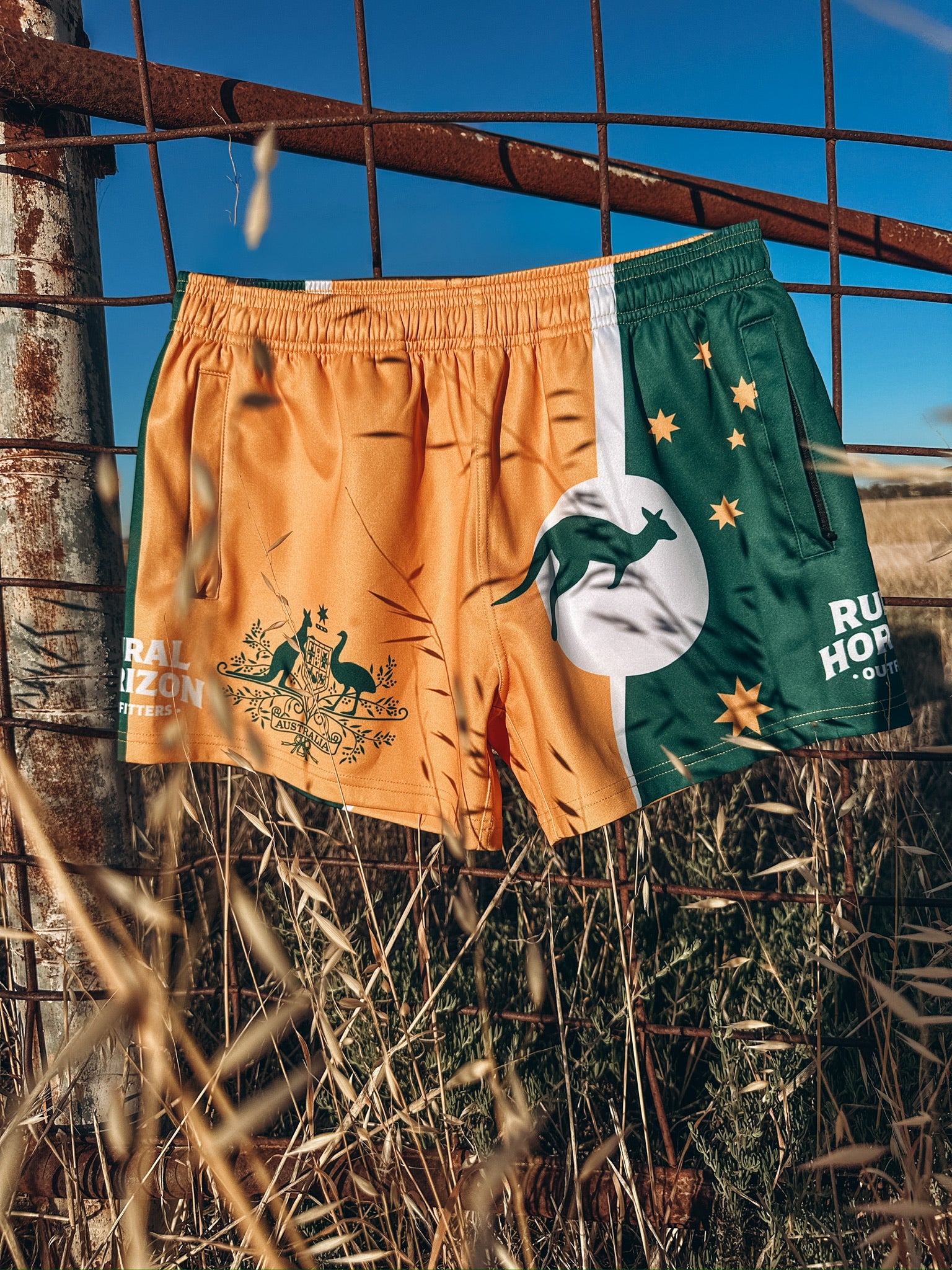 Green & Gold footy shorts