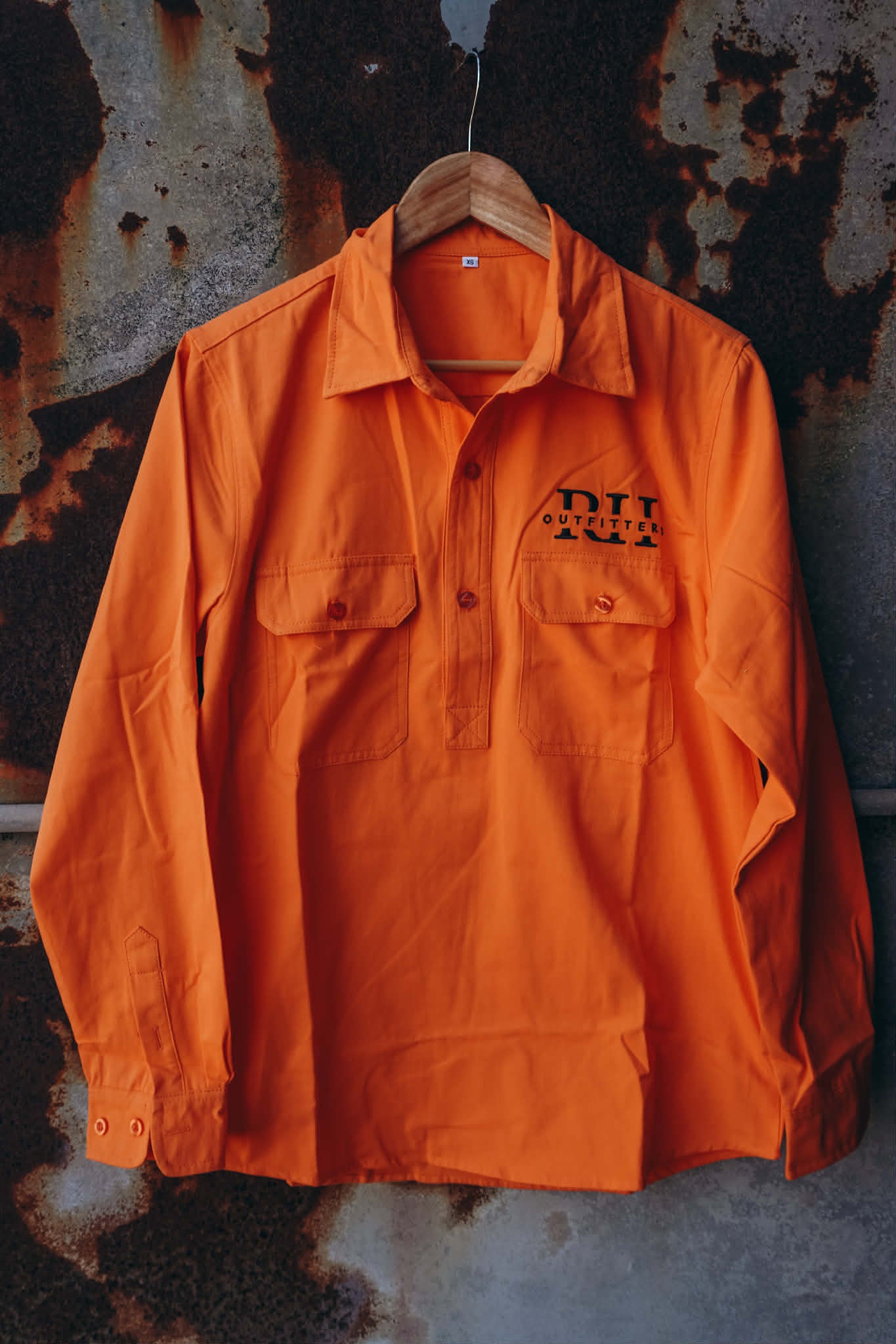 Half Button Work Shirt – Orange