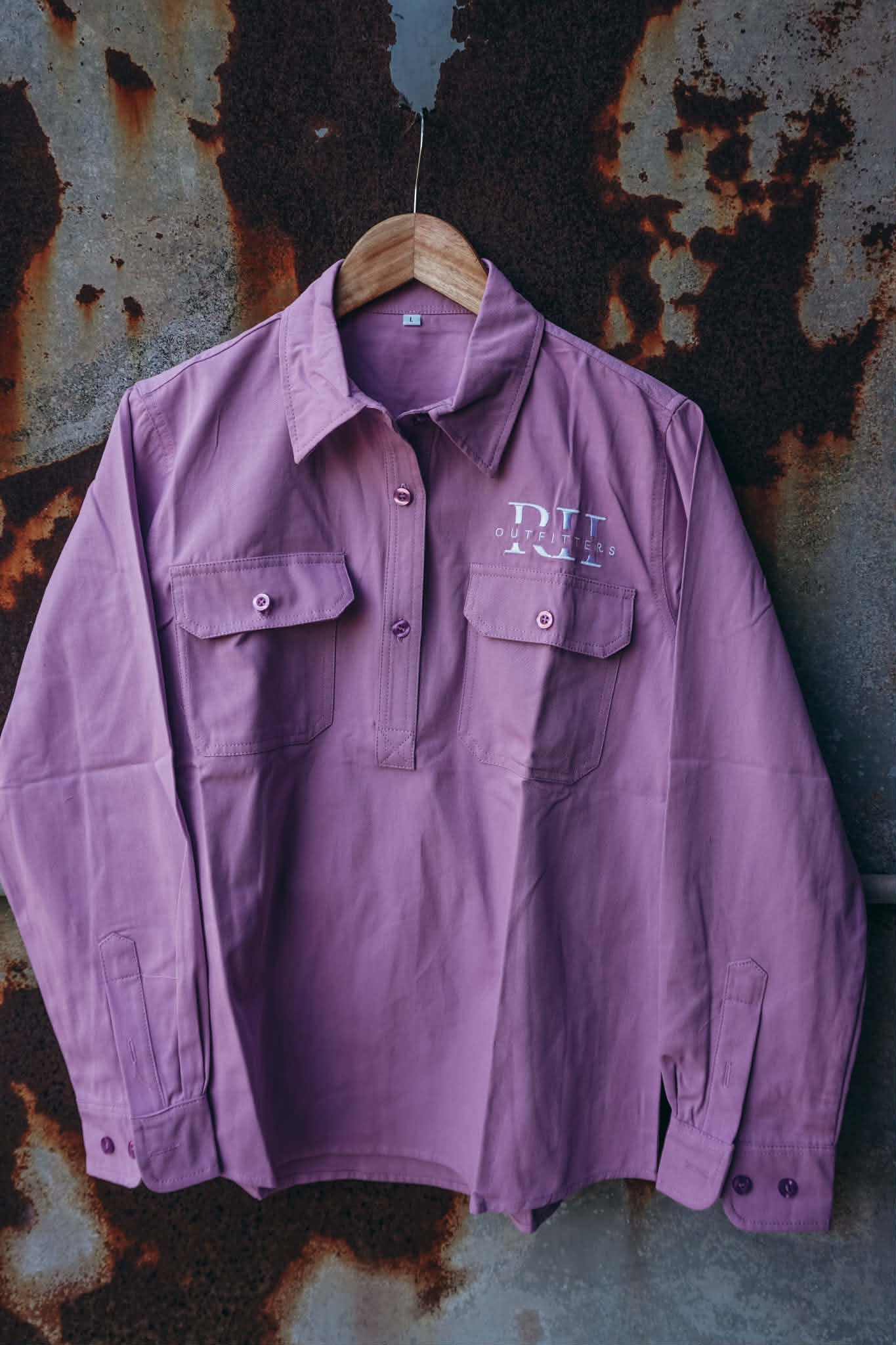 Half Button Work Shirt – Purple